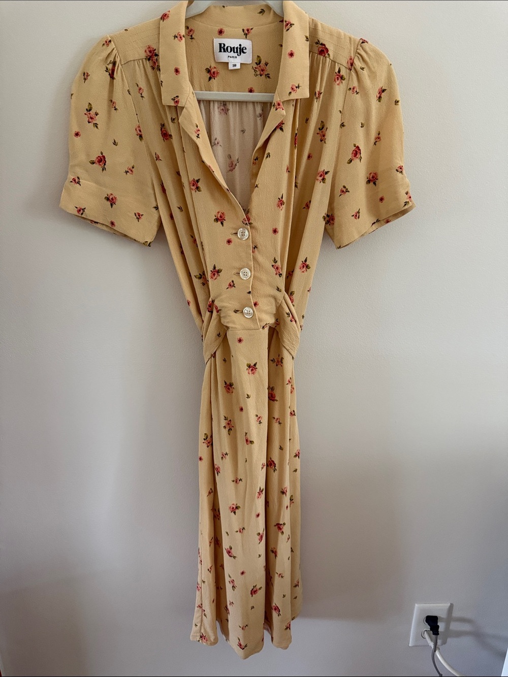 Rouje Cream-Yellow Floral Button front Dress